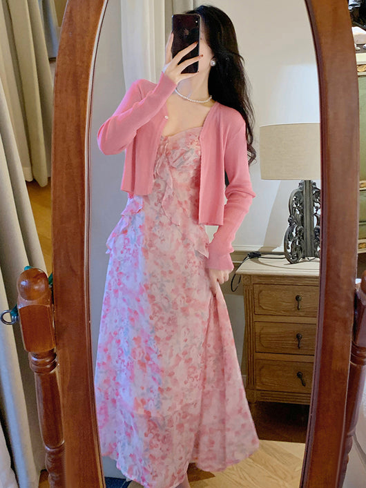 Conjunto de Dos Piezas Vestido Halter Floral Rosa - Image 8