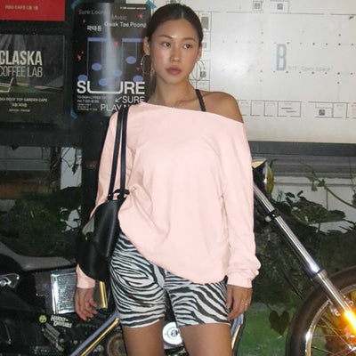Blusa Suelta Cropped de Manga Larga en Color Sólido para Mujer - Image 16