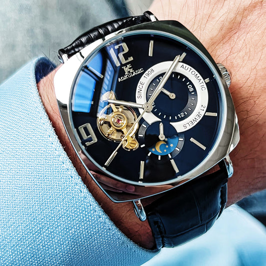 Reloj Automático Cuadrado para Hombre - Diseño Casual Resistente