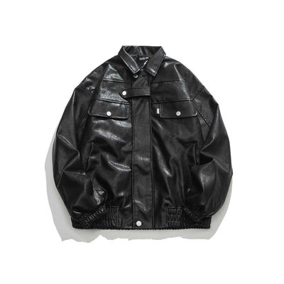 Chaqueta de Cuero Vintage para Motocicleta con Bolsillos - Image 4