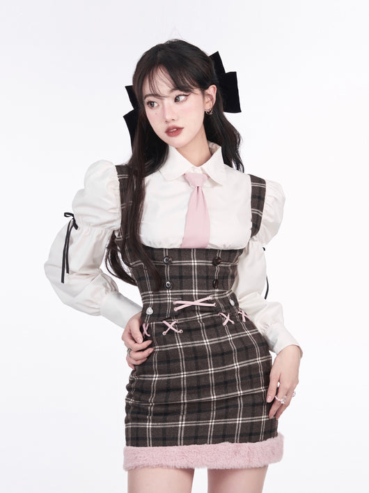 Vestido Cuadros con Mangas Abullonadas Estilo Atrevido - Image 11