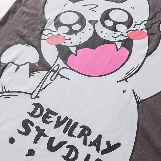 Playera Anime Suelta Gris de Manga Corta Casual - Image 6