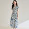 Vestido Camisero Ajustado Estampado Azul y Blanco