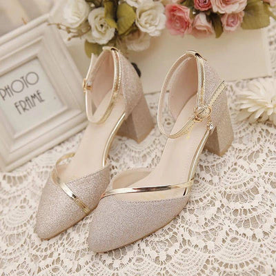 Zapatos de Novia con Lentejuelas y Tacón Grueso Ajustable - Image 5