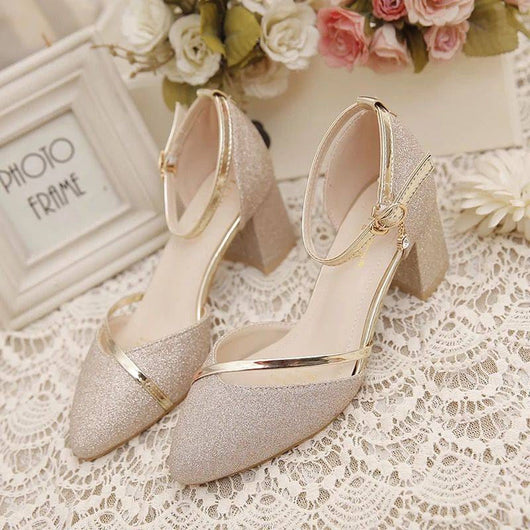 Zapatos de Novia con Lentejuelas y Tacón Grueso Ajustable - Image 5