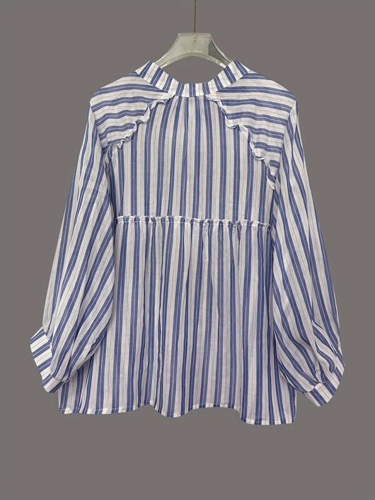 Blusa Rayada Manga Larga Efecto Adelgazante para Mujer - Image 5