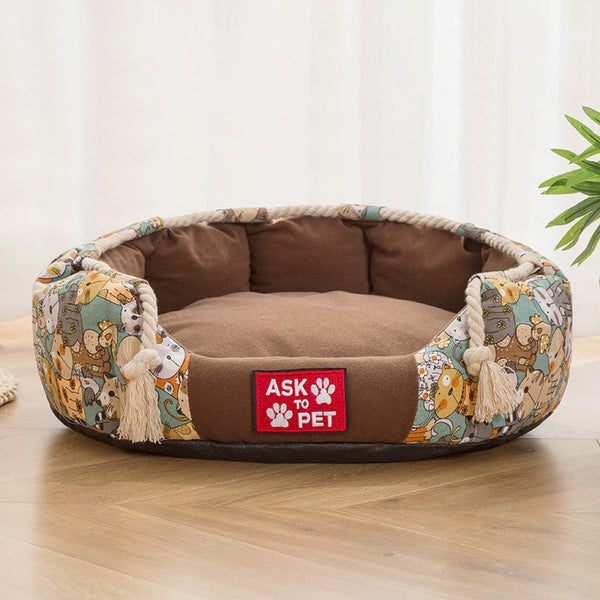 Cama Térmica para Mascotas con Diseño Impreso y Felpa Acolchada - Image 2