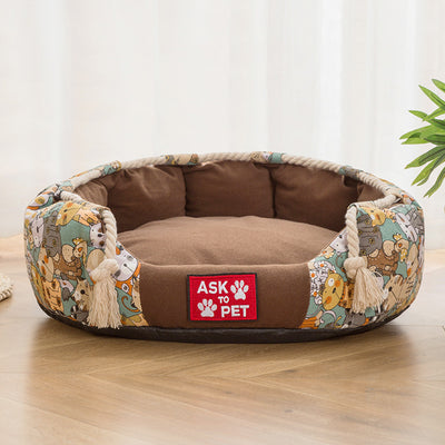 Cama Térmica para Mascotas con Diseño Impreso y Felpa Acolchada - Image 2