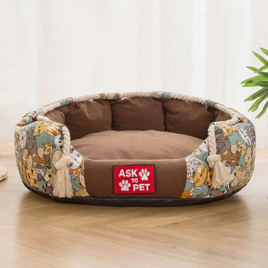 Cama Térmica para Mascotas con Diseño Impreso y Felpa Acolchada - Image 2
