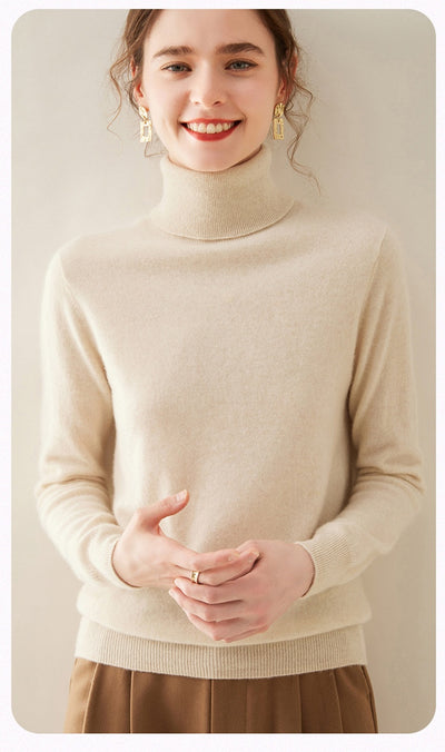 Suéter Cuello Alto de Cachemira Pura para Mujer - Image 38