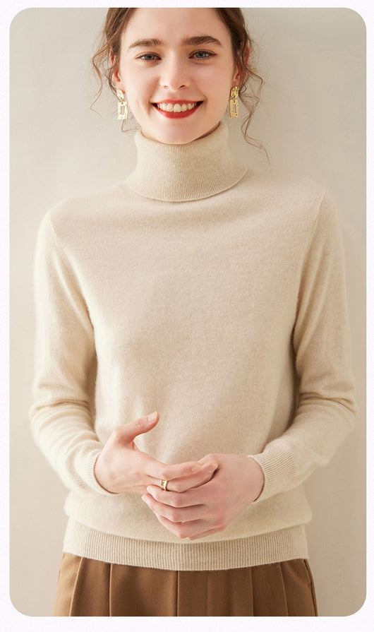 Suéter Cuello Alto de Cachemira Pura para Mujer - Image 38