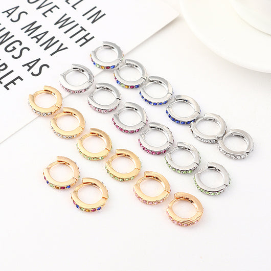Aretes de Círculo Pequeño con Cristales de Imitación - Diseño Versátil - Image 8