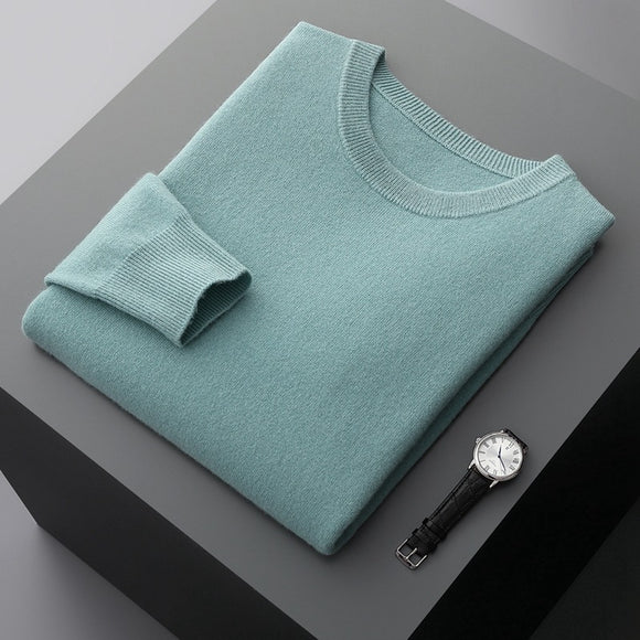 Suéter de Cuello Redondo 100% Cashmere para Hombre - Otoño e Invierno