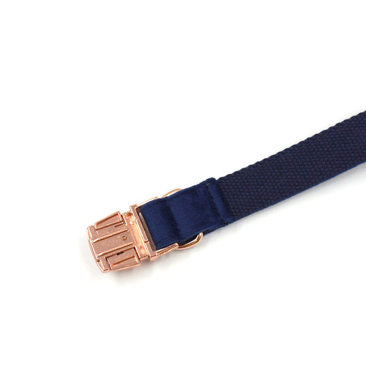 Collar para Mascotas de Terciopelo Azul con Hebilla Oro Rosado - Image 7