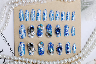Uñas Postizas Decoradas con Lazo y Corona - Parches de Uñas Artísticas - Image 19