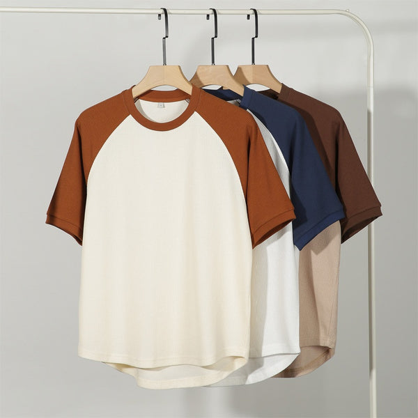 Playera Waffle Contraste Tallas Grandes Manga Corta