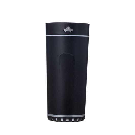 Gray cylindrical USB aromatherapy humidifier with a silver band and car icon on top, designed for car use. - Image 4