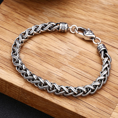 Pulsera de Plata Thai 925 Gruesa para Hombre con Diseño de Cuerda Dinámica Personalizable - Image 4