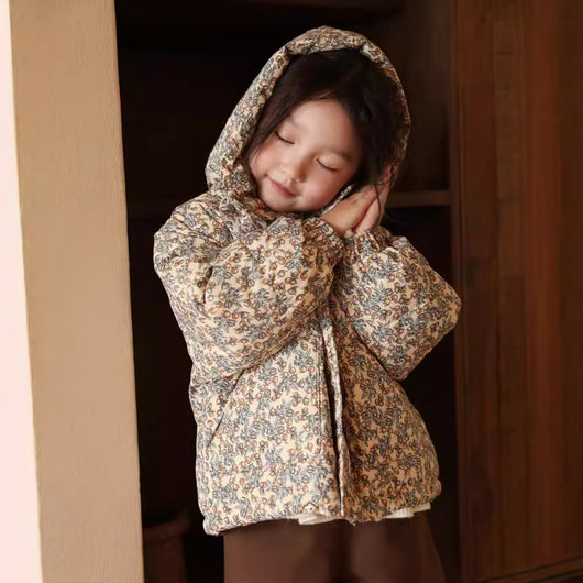 Abrigo Acolchado Niña Estilo Coreano con Diseño Floral - Chaqueta Térmica Infantil Elegante - Image 3