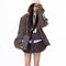 Blazer Boyfriend con Capucha y Patchwork para Mujer