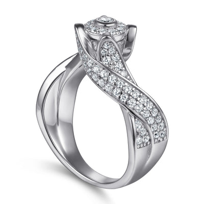 Anillo de Plata Esterlina S925 Diseño Curvo Romántico para Mujer - Image 8
