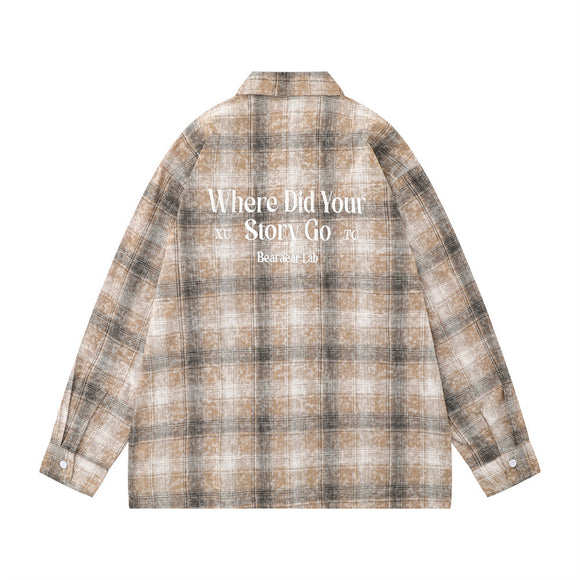 Camisa de Manga Larga a Cuadros Degradados para Hombre