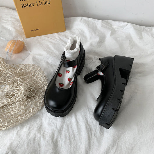 Zapatos de Cuero con Plataforma y Tacón Grueso Retro Primavera - Image 8
