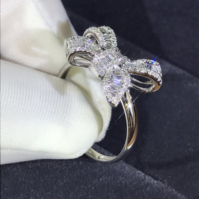 Anillo de Diamante Simulado con Moño - Joya de Lujo y Elegancia para Novia - Image 17