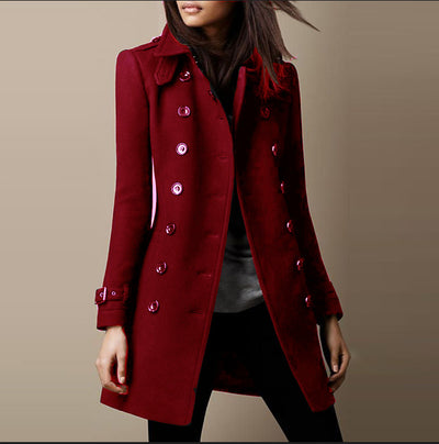 Abrigo de Lana Doble Botonadura para Mujer - Elegante Sobretodo Suelto para Otoño e Invierno - Image 25