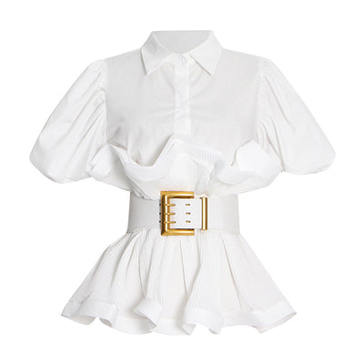 Blusa Princesa con Volantes y Solapa Simple - Image 5
