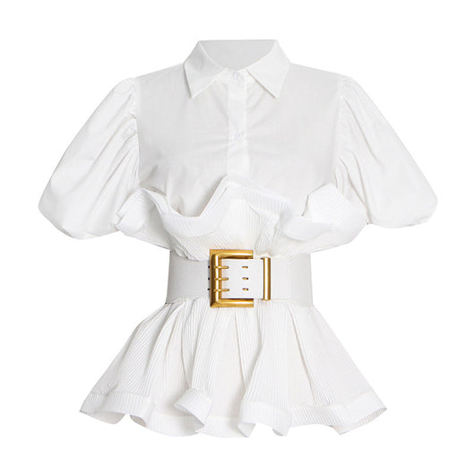 Blusa Princesa con Volantes y Solapa Simple - Image 5