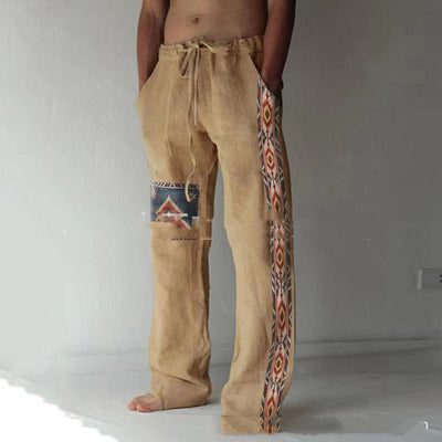 Pantalones Étnicos Rectos con Cordón para Hombre - Image 5