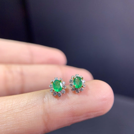 Aretes de Plata con Esmeralda Natural