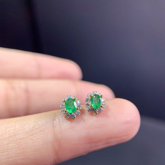 Aretes de Plata con Esmeralda Natural