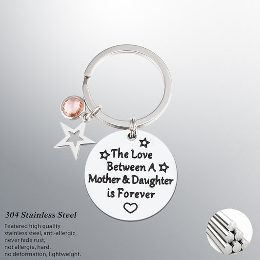 Llavero de Acero Inoxidable y Titanio con Diamante - Diseño Elegante