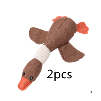 Plush teal duck dog toy with orange beak and feet, and a white ribbed neck, designed for sounding and puzzling. - Image 23