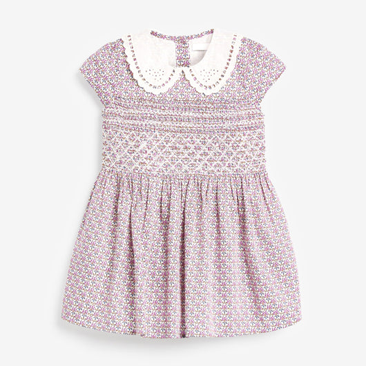 Vestido Infantil de Encaje Floral con Cuello Solapa y Falda Corta - Image 10