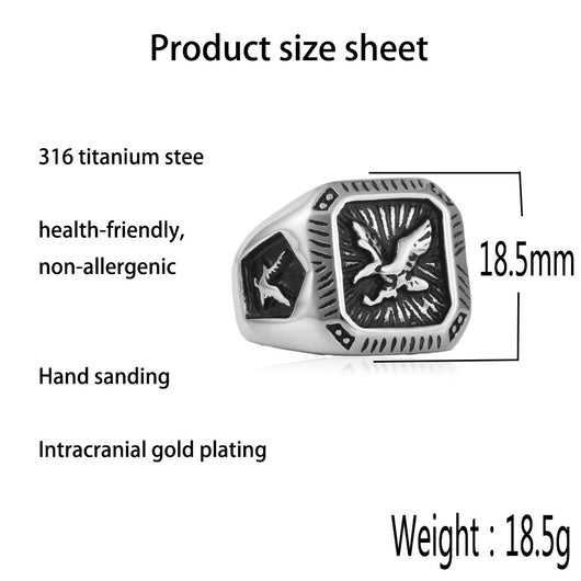 Anillo de Acero Inoxidable con Águila para Hombre - Image 11