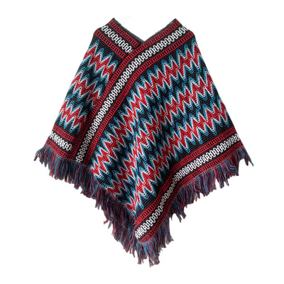Poncho Navideño Étnico Rojo para Mujer - Image 13