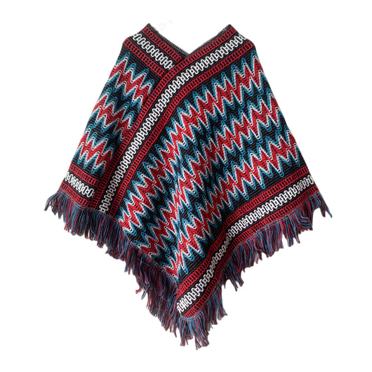 Poncho Navideño Étnico Rojo para Mujer - Image 13