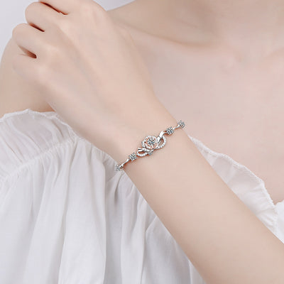 Pulsera de Rosa en Plata S925 con Moissanita Incrustada - Image 8