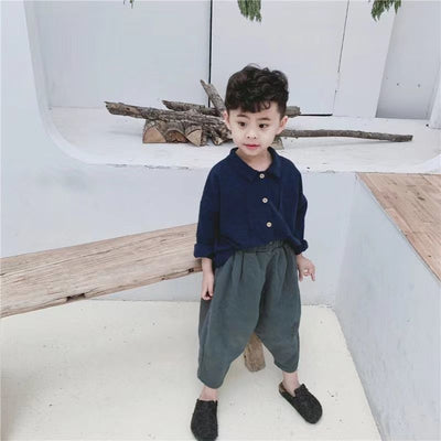 Camisa Infantil Estilo Japonés Retro con Mangas Murciélago y Solapa de Algodón Lino - Image 2