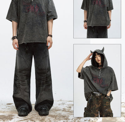 Sudadera con Capucha Efecto Desgastado Negro - Estilo Dark Devil - Image 12