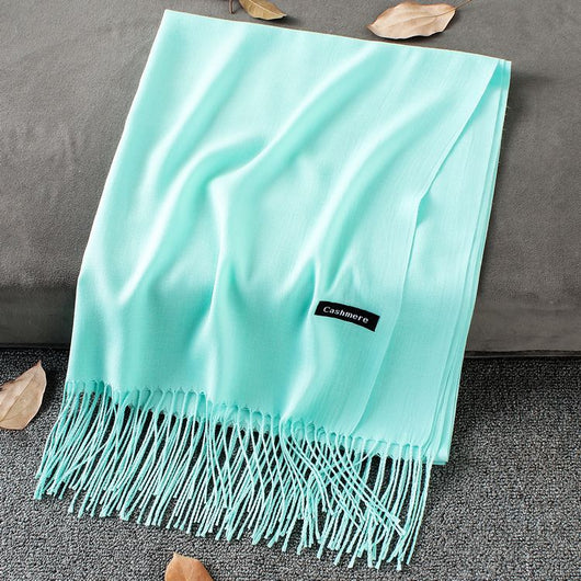 Pashmina Elegante de Color Liso con Borlas - Image 57