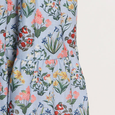 Vestido Azul Mori con Mangas Abullonadas, Cintura Alta y Estampado - Image 15
