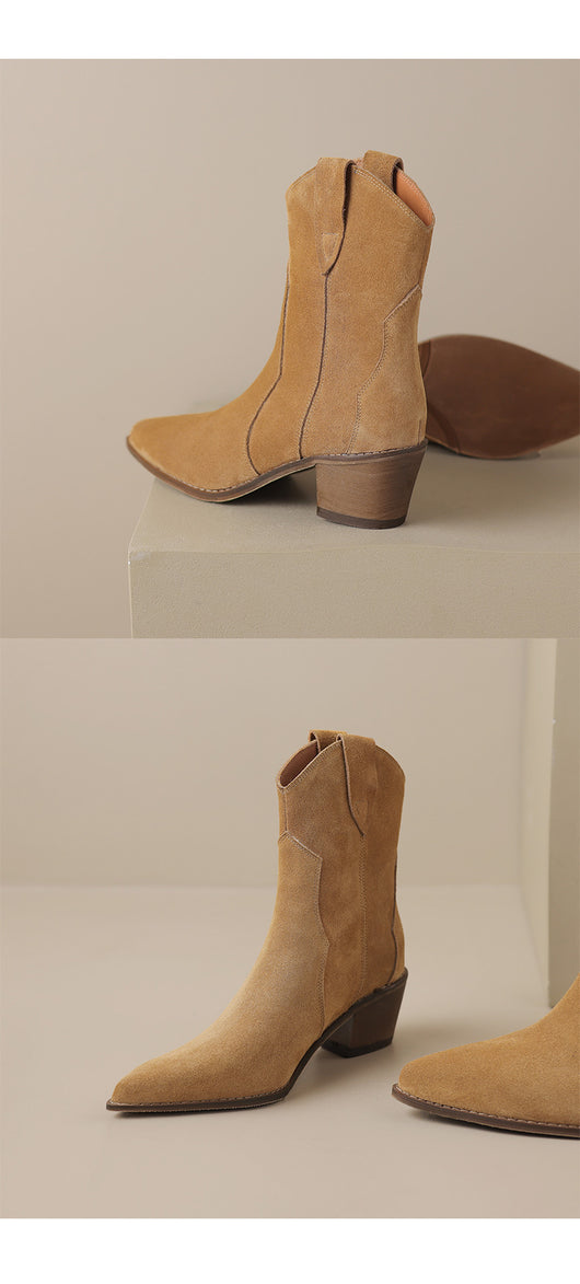 Botines de Tacón Grueso Punta Afilada en Cuero Mate - Image 19