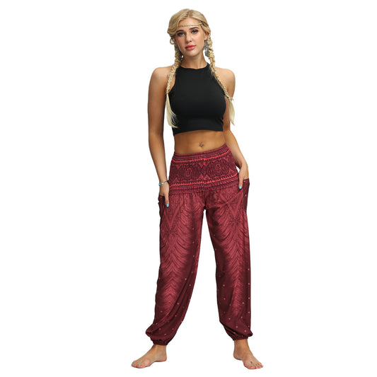 Pantalones Yoga Sueltos Estampado Floral Pierna Ancha Largos - Image 2