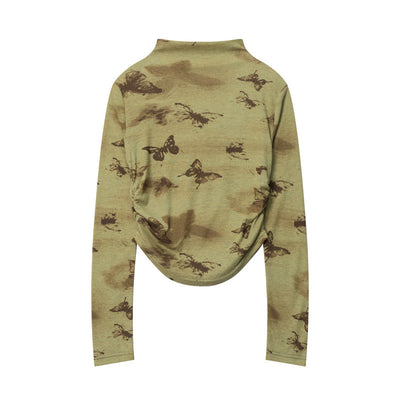 Blusa Cuello Alto Mariposas Estilo Americano para Mujer - Image 3