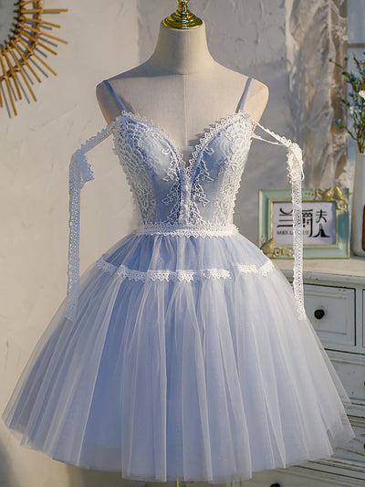 Vestido Corto Fantasy Azul con Falda Tul y Encaje Esponjoso - Image 8