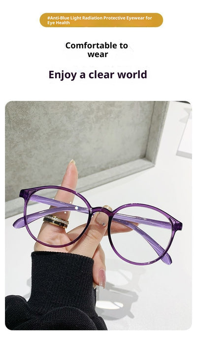 Black round frame reading glasses with blue light blocking lenses for high-definition eye protection. - Image 19
